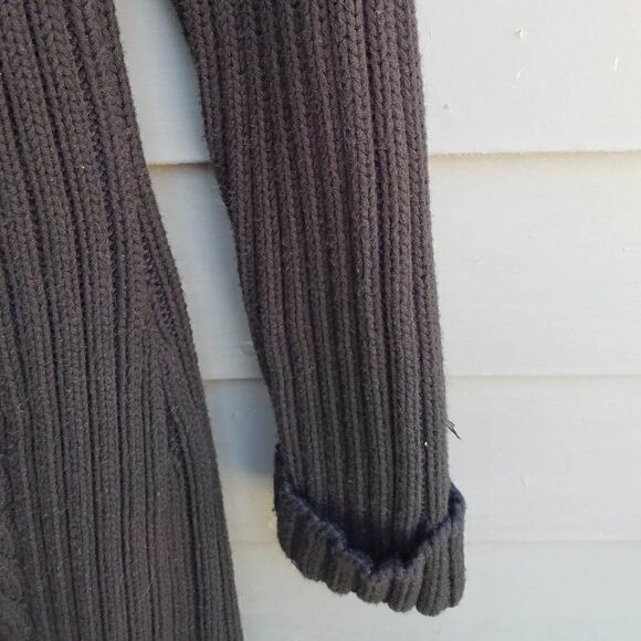 Y2K Black Ribbed Q knitwear Midi/Maxi Cardigan Sweater Size Med - Picture 7 of 9